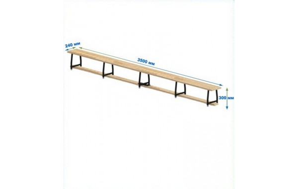 Скамейка гимнастическая 3500мм (щит.сосна) ножки метал с РО Dinamika 600_380