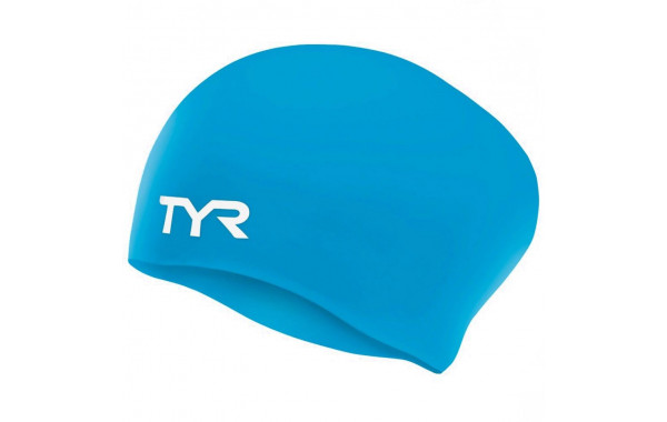 Шапочка для плавания TYR Long Hair Wrinkle-Free Silicone Cap, LCSL-360, голубой, силикон 600_380