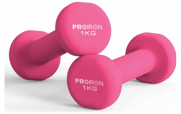 Гантели неопреновые 2шт по 1кг PROIRON Г2010РНЕО розовый 600_380