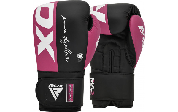Перчатки тренировочные RDX BGR-F4P-8oz розовый\черный 600_380