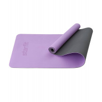 Коврик для йоги и фитнеса 183x61x0,6см Star Fit TPE FM-201 фиолетовый пастель\серый