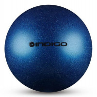 Мяч для художественной гимнастики металлик d19 см Indigo IN118 с блеcтками синий
