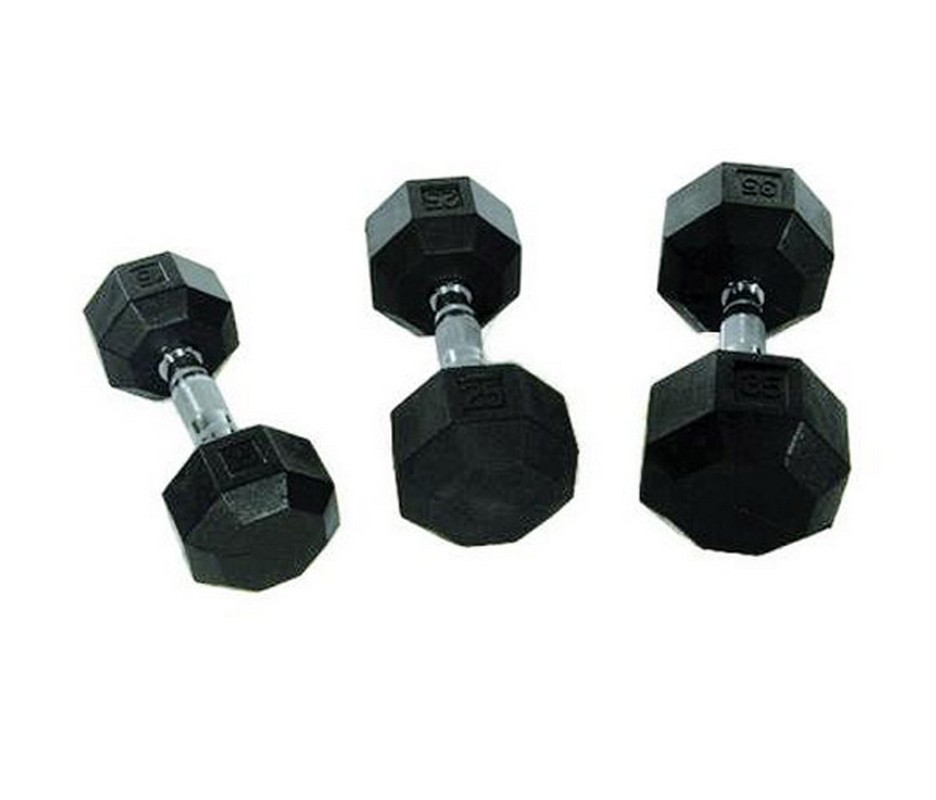 Гантель 45кг Perform Better Rubber Encased Hex Dumbbells 4137-45\BK-45-00 936_800