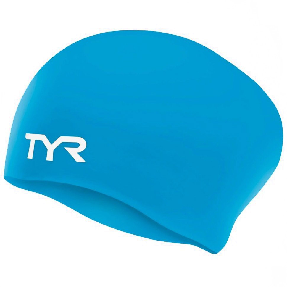 Шапочка для плавания TYR Long Hair Wrinkle-Free Silicone Cap, LCSL-360, голубой, силикон 970_970