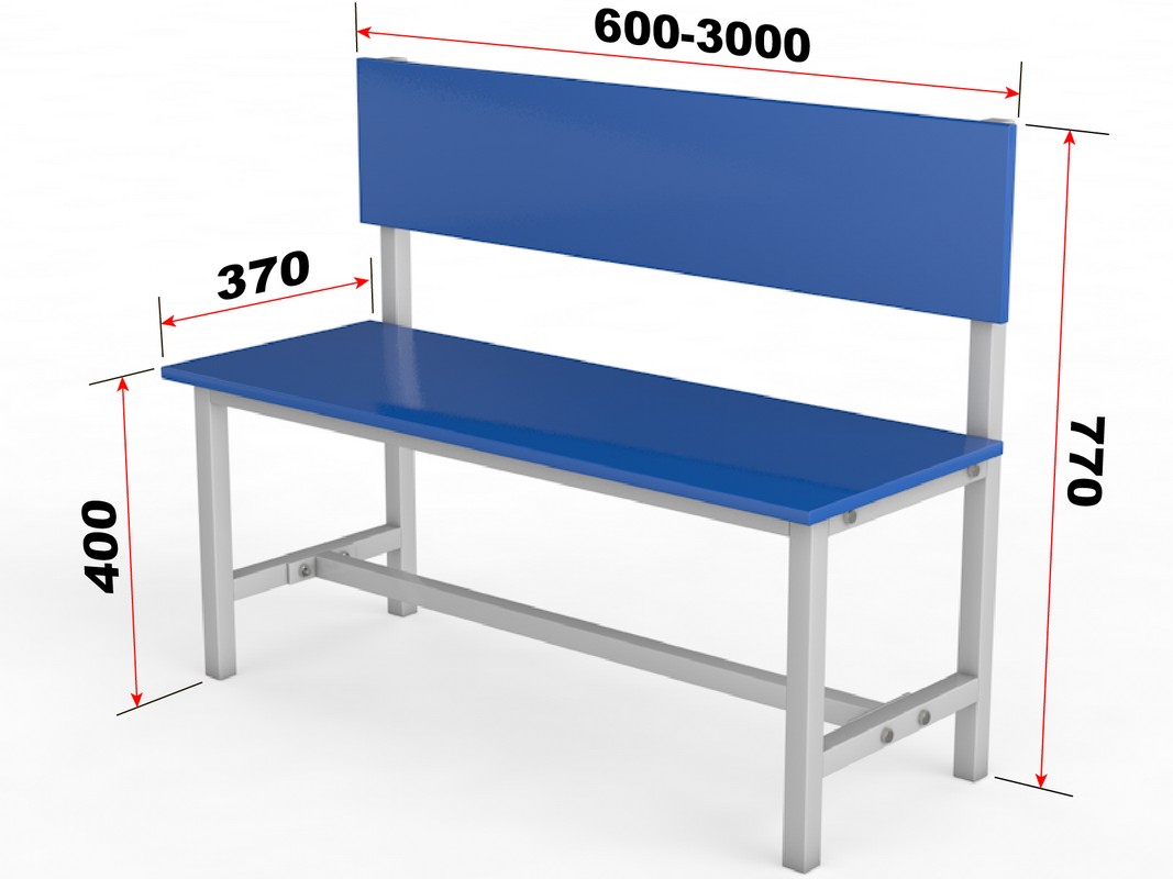 Скамейка для раздевалки со спинкой односторонняя (настил ЛДСП), 100см Glav 10.700-1000 1067_800