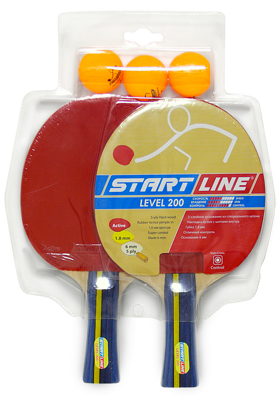 Набор для настольного тенниса Start line Level 200 2 ракетки 3 мяча 559_800