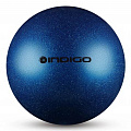 Мяч для художественной гимнастики металлик d19 см Indigo IN118 с блеcтками синий 120_120